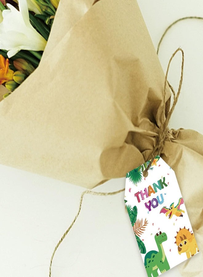 FORSHEEP 50pcs Dinosaur Thank You Tags, Dinosaur Gift Tag with String for Boy Birthday Party, Thank You Paper Tags for Dino Themed Gender Reveal/Jurassic Birthday Party Favors - Image 5